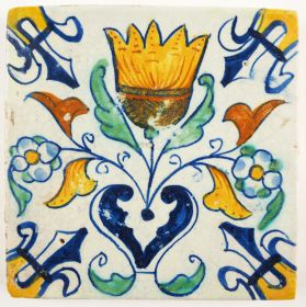 Antique Delft tile with a Tulip, 17th century