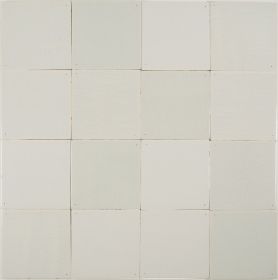 Plain white Delft tiles in a grey mix by Poarte. Enhancements: crackled finish and pinholes.