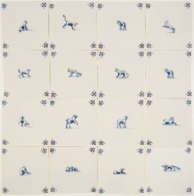 Hand-painted Delft tiles with animals in the 17th century style - P-1 series / 1-16 tiles