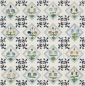 Hand-painted Delft tiles with fritillaria in polychrome - Poarte P-26 series / 1-16 tiles