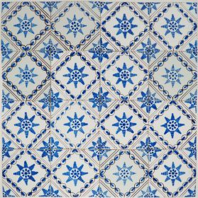 Antique Delft wall tiles with the Chain Star ornament, 19th century