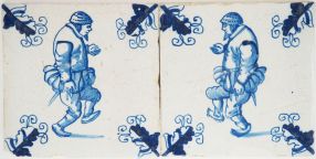 Antique Delft tile with dancers, 17th century