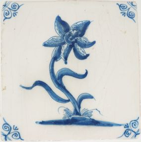 Antique Delft tile with a fNarcissus, 18th century