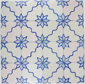 Antique Dutch Delft wall tiles with a ornamentel star motif, 19th century