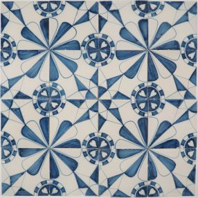 Antique Dutch Delft ornamental wall tiles in blue with stars, 18th and 19th century